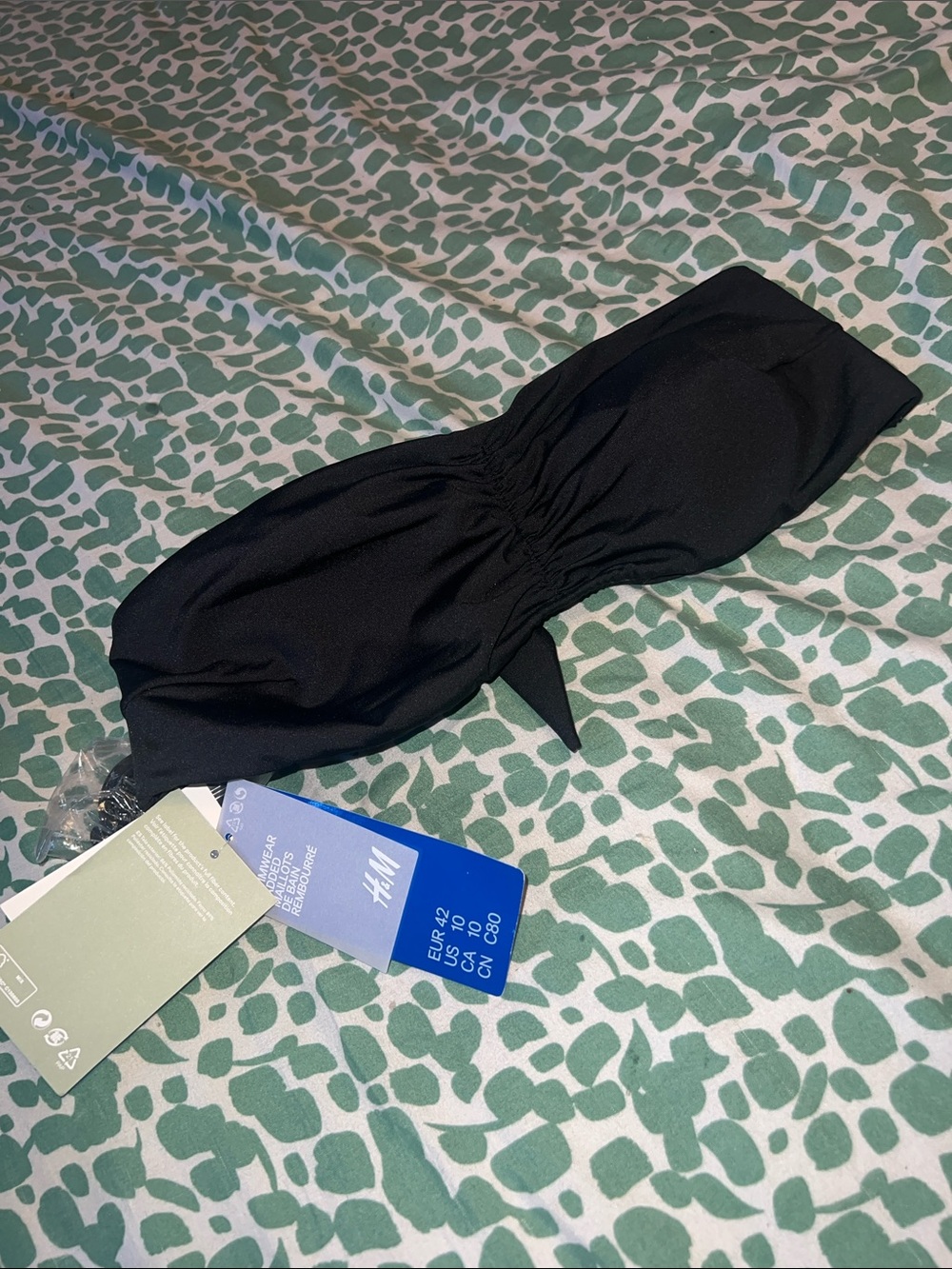 H&M Black Strapless Bandeau Swim Top